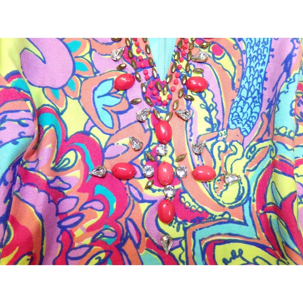 Lilly Pulitzer Lloyd Dress Feeling Groovy Jeweled Retro Look Size‎ 2 Lined READ - Picture 4 of 11